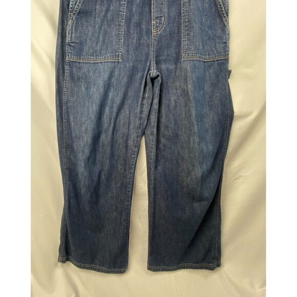 Vintage GAP Baggy Overalls Womens Medium Dark Blue Wash Denim Wide Leg Grunge - Picture 4 of 10